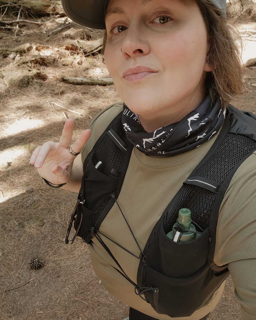 Mikaela on a forest trail