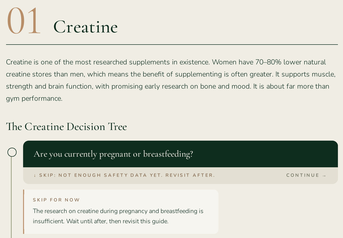 The creatine decision tree page